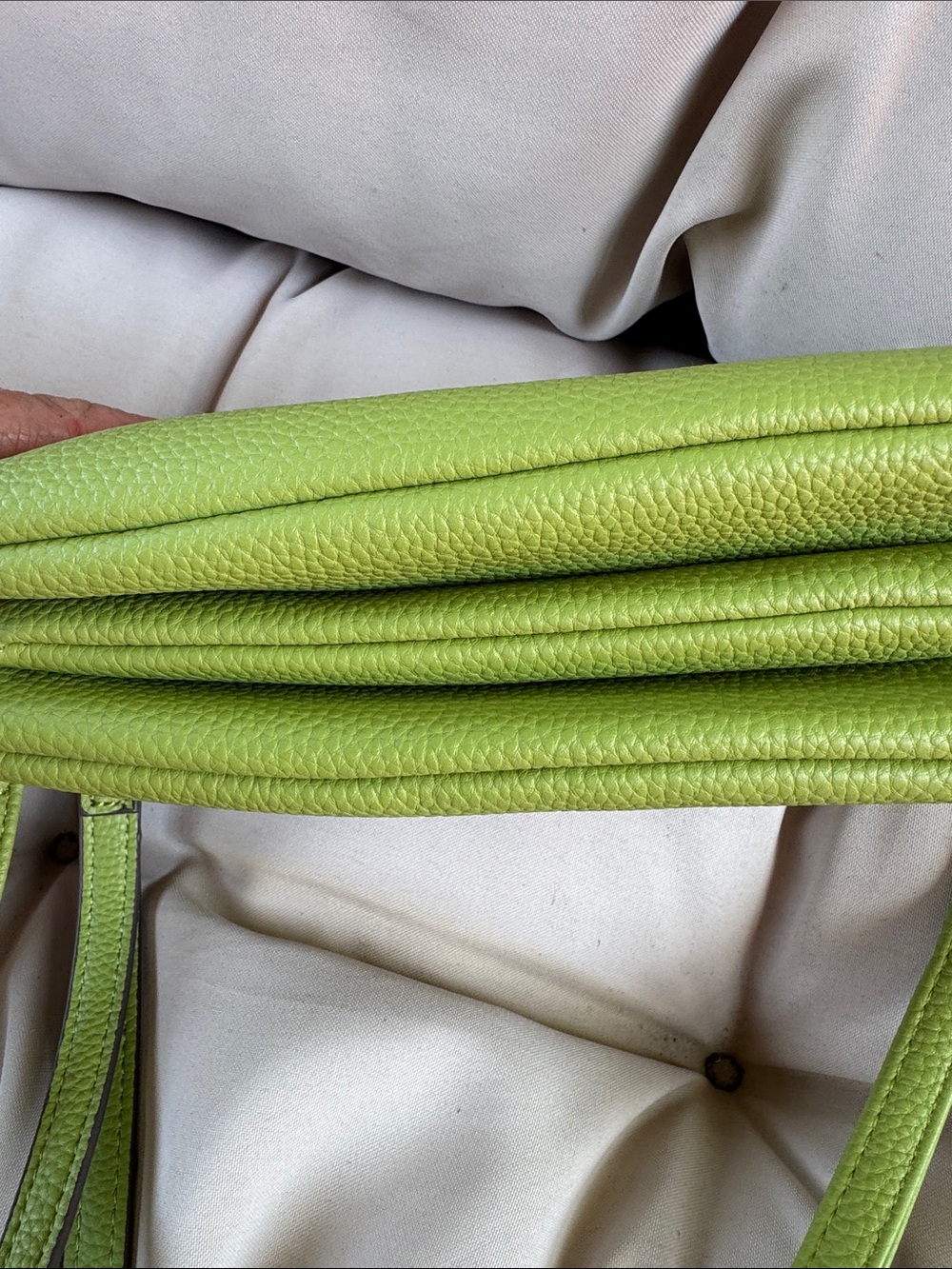 Nanette Lepore Lime Green Pebbled Leather Crossbody with Tassel - Picture 4 of 5